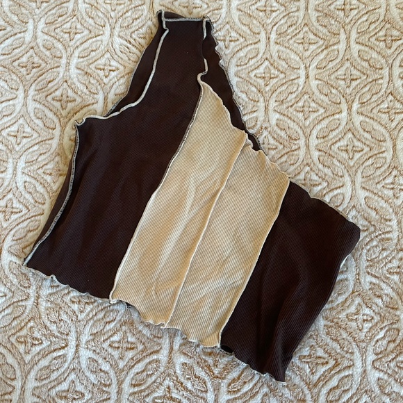 One Shoulder Colorblock Crop Top - Picture 7 of 12